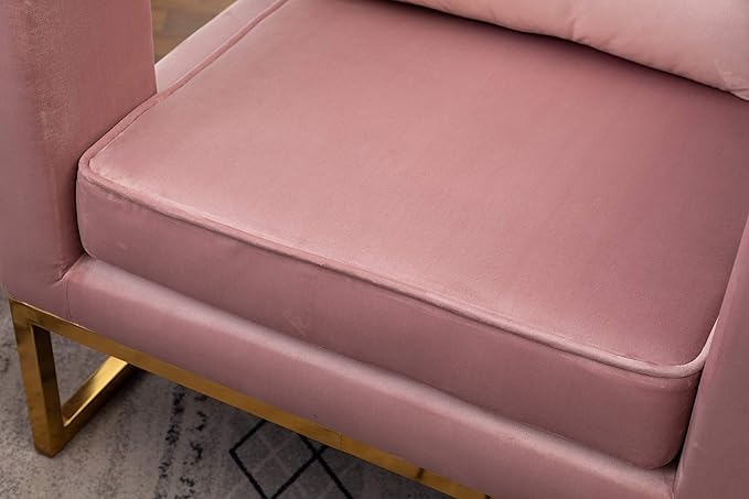 Roundhill Furniture Lenola Upholstered Accent Arm Chair, Pink 27.5D x 29.75W x 34.5H in
