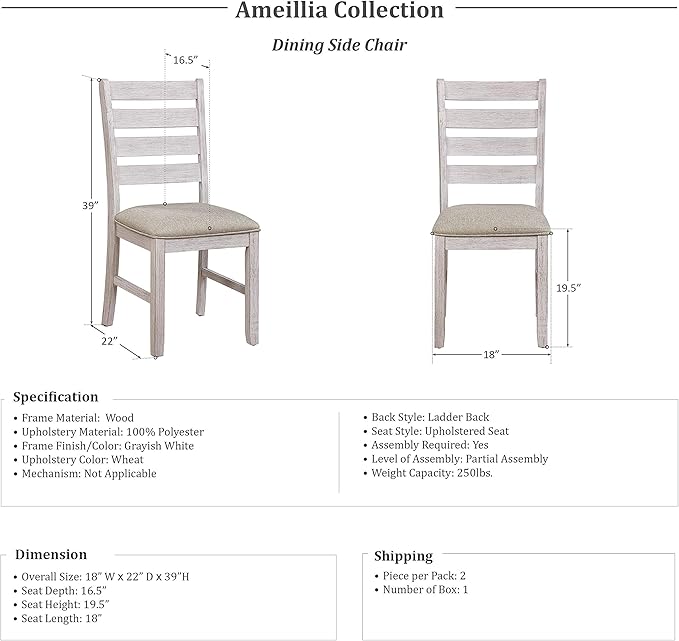 Lexicon Ameillia Dining Chair (Set of 2), White