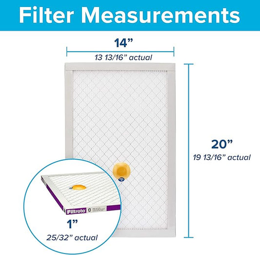 Filtrete 14x20x1 AC Furnace SMART Air Filter, MERV 12, MPR 1500, Track Filter Life With Bluetooth Enabled Sensor, CERTIFIED asthma & allergy friendly, 2-Pack (Actual Size 13.84x19.84x1.1 in)