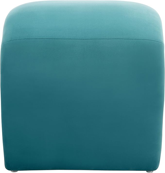Safavieh Home Collection Kibo Modern Waterfall Sea Blue Velvet Ottoman (Fully Assembled)