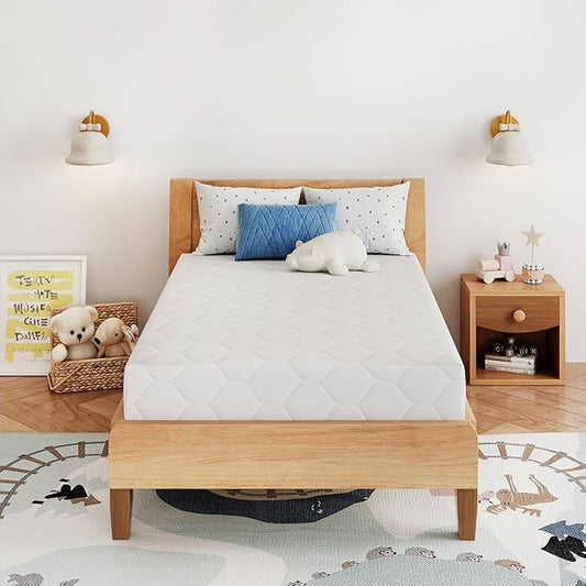 6 Inch Twin Size Memory Foam Mattress in a Box for Kids, Relieve Pressure with Medium Firm Support, Fiberglass Free, CertiPUR-US Certified