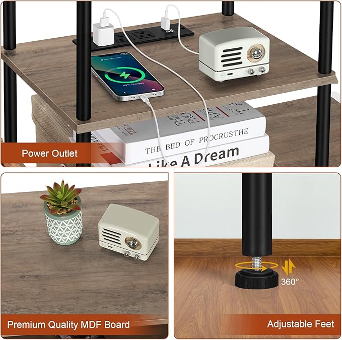 50 inch TV Stand for Living Room Small Entertainment Center with Storage Shelf & Power Outlets, Modern Farmhouse TV Console Table Media Cabinet for Bedroom, Rustic Grey