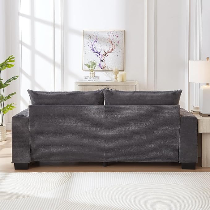 Eafurn 78" Corduroy Loveseat Sofa, Modern 2 Seater Couch with Dual Cup Holders & USB Charging Ports, Comfy Upholstered Small Sofa with Side Storage Pockets for Apartment, Living Room