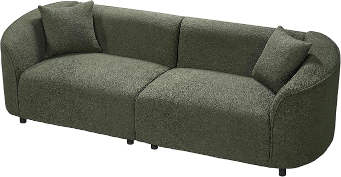 Merax 87" Large Couch, Comfy Upholstered Loveseat with Extra Deep Seats, Boucle Sofa for Living Room Apartment Office, Green