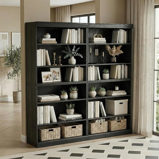 Casaphoria 6 Tier Wooden Bookshelf, 62" H Tall Book Shelf with Adjustable Shelves, Wide Bookshelf with 16" Deep Storage Space for Living Room,Bedroom & Home Office