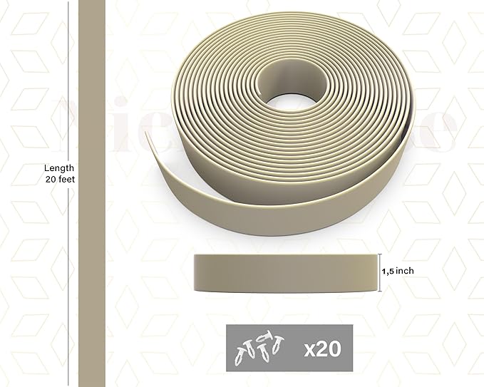 1.5" Vinyl Straps for Patio Chairs Repair Kit Lounge Strapping Outdoor Patio Furniture Repair 20' Matte Finish (Driftwood) + 20 Rivets