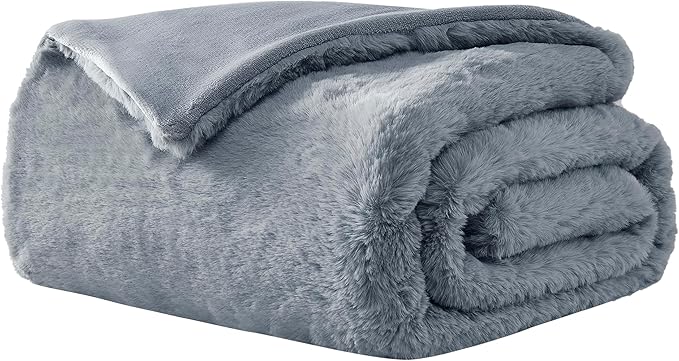 UGG 70x50-Inch Adalee Faux Fur Throw Blanket and Euphoria Faux Fur Reversible Throw for Sofa Couch Bed