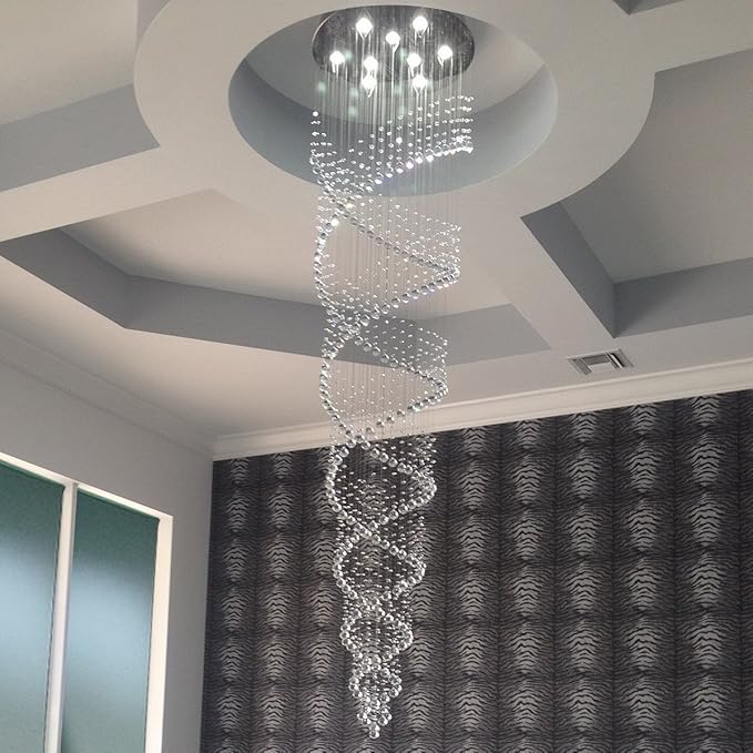 Saint Mossi Modern K9 Crystal Raindrop Chandelier Lighting, Modern Crystal Light Fixture, K9 Crystal Chandeliers, Double Swirl 6 GU10 Bulbs Required
