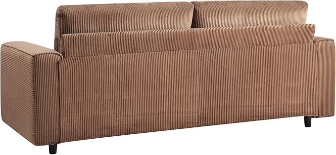 AC Pacific Derek 2 Piece Modern Corduroy Couches for Living Room, Tufted Sofas with Plush Upholstery, High-Density Foam, Sleek Black Legs, Durable Wooden Frame, Sofa and Loveseat Set, Brown