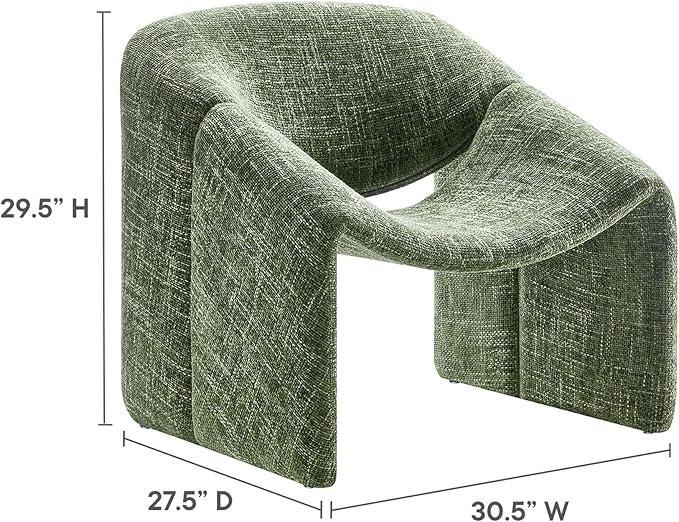 Modway Vivi Chenille Upholstered Accent Basil-Plush, Comfy Armchair, Ideal as a Modern Barrel, Lounge Reading Chair for Living Room, Bedroom or Cozy Corner Seating