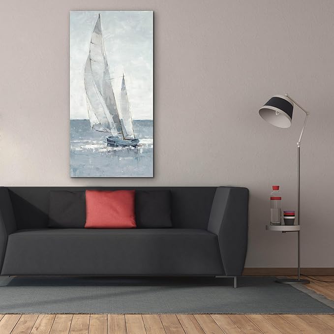 Epic Graffiti "Grey Seas I by Ethan Harper, Canvas Wall Art, 30"x60"