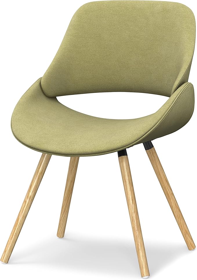 SIMPLIHOME Malden Dining Chair in Acid Green Woven Fabric, 22.8 x 20.9 x 30.9 inches, Bentwood Design with Light Wood Legs, Modern Seating for Dining Room