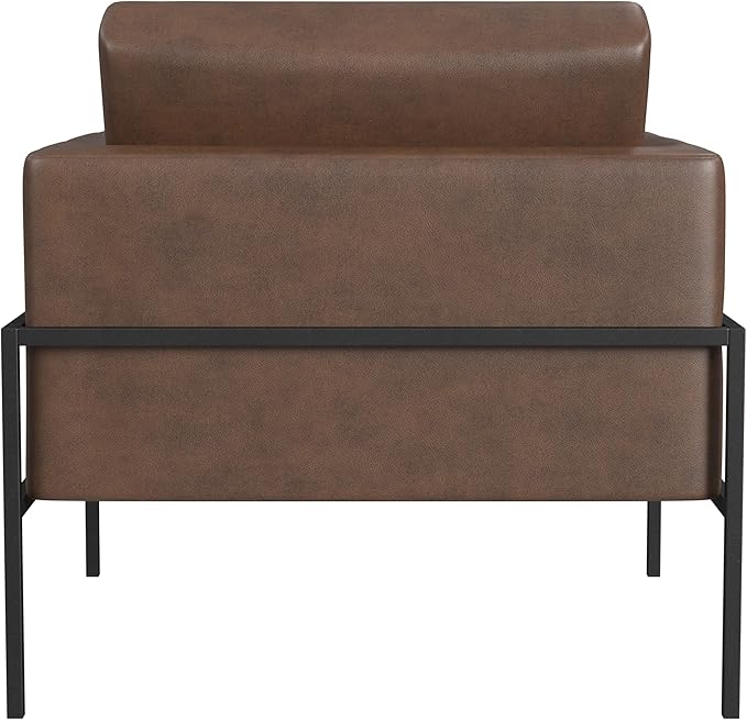 HomePop Modern Metal Frame Accent Chair|Homepop Home Décor|Accent Chairs for Living Room & Bedroom - Brown Faux Leather