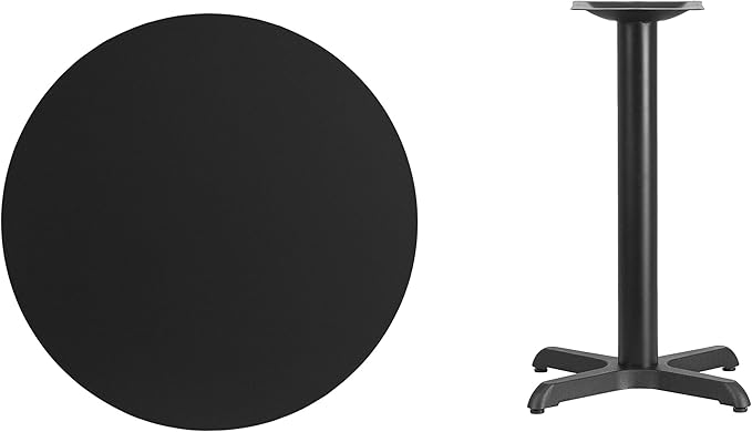 Flash Furniture Stiles 30'' Round Black Laminate Table Top with 22'' x 22'' Table Height Base