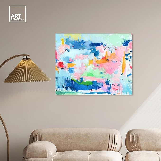 Art Remedy Peaceful Haven Canvas Bright Colorful Abstract Wall Art, Gallery Wrapped, 36" x 30"