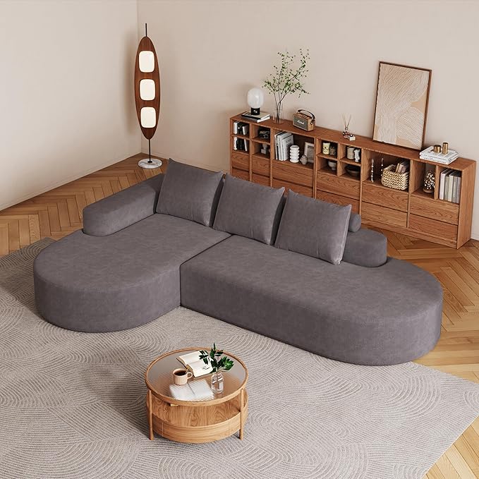 108.5" Curved Boneless Modular Sectional Sofa, Comfy Upholstered Memory Foam L-Shaped Corner Couch, High-Density Foam Cloud Sofa with Extra Wide Chaise for Living Room | Deep Seat, Wider Armrest, Free Combination