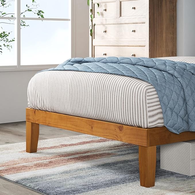 Zinus Alexia Wood Platform Bed Frame, Solid Wood Foundation, No Box Spring Needed, Wood Slat Support, Easy Assembly, Rustic Pine, Twin