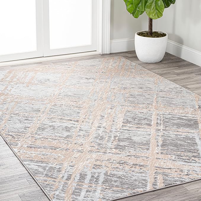 JONATHAN Y Slant Abstract Beige/Gray Indoor Area Rug 8X10 ft, Modern for Living Room, Bedroom, Kitchen, Office, Easy-Cleaning, High Traffic, Pet-Friendly, Non-Shedding SOR201C-8