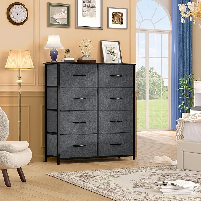 DWVO Dresser for Bedroom, Fabric Dresser with 8 Drawers, Chest of Drawers for Closet, Living Room
