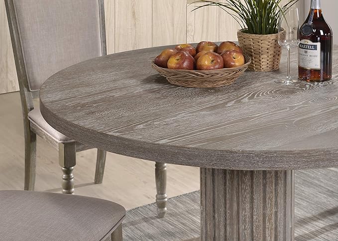 Roundhill Furniture Ferran Wood Pedestal Dining Table, Gray