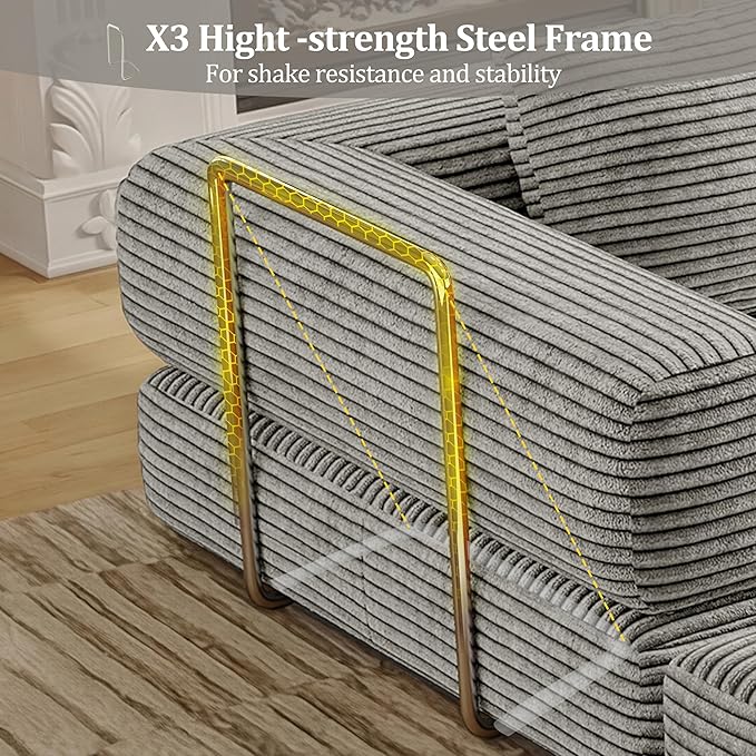 BSHOMGI 4 in 1 Futon Sofa Bed Queen Size - Foldable Convertible Sleeper Sofa Couch with L-Shaped Support, Removable Washable Floor Space Saving for Bedroom & Dorm (Light Gray, 53.15" Double Sofa)