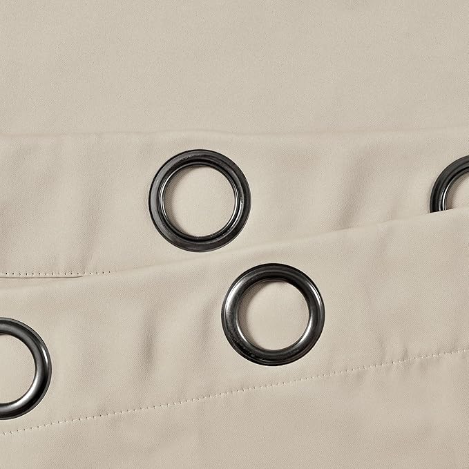 Lush Decor Insulated Grommet Blackout Window Curtain Panels, Pair, 52" W x 84" L, Neutral - Classic Modern Design - Chic Window Decor - Long Curtains For Living Room, Bedroom, Or Dining Room
