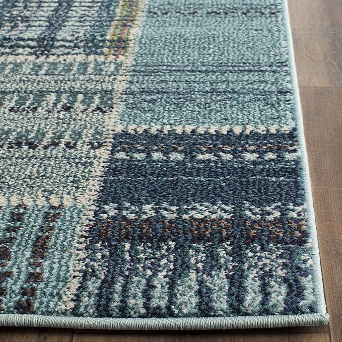 SAFAVIEH Monaco Collection Runner Rug - 2'2" x 8', Multi, Modern Patchwork Distressed Design, Non-Shedding & Easy Care, Ideal for High Traffic Areas in Living Room, Bedroom (MNC215F)