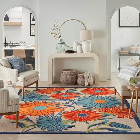 Nourison Home Aloha Multicolor 12' x 15' Area Rug - Easy Clean, Non Shedding, Bed Room, Living Room, Dining Room, Kitchen (12' x 15')