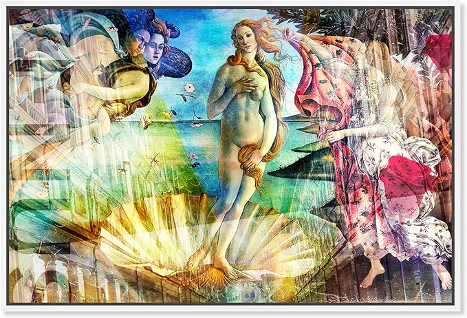 The Oliver Gal Artist Co. Spiritual and Religious Wall Art Framed Canvas Prints 'Birth of Venus - Botticelli' Zodiac