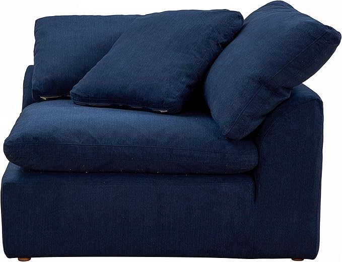 Sunset Trading Contemporary Puff Collection 6 PC 132" Slipcovered Modular U-Shaped Pit Sectional Sofa| Down Filled Chaise Lounge Couch Stain-Proof Water-Resistant Washable Performance Fabric Navy Blue