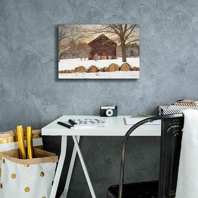 Epic Graffiti 'Snowy Vermont Barn' by Lori Deiter, Canvas Wall Art, 18"x12"