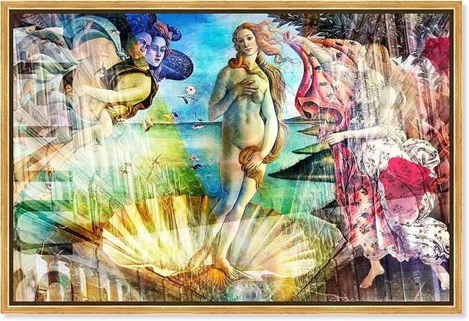 The Oliver Gal Artist Co. Spiritual and Religious Wall Art Framed Canvas Prints 'Birth of Venus - Botticelli' Zodiac