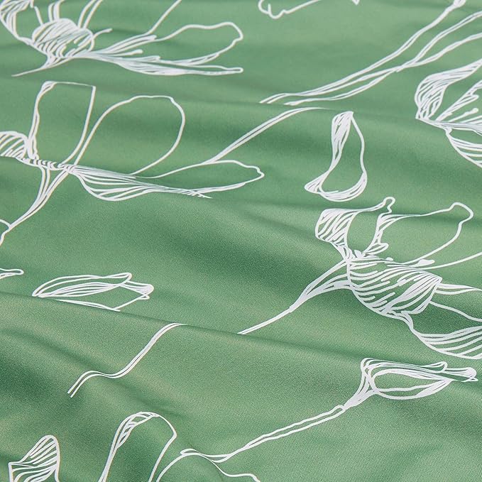 Amazon Basics Lightweight Microfiber Comforter Set, 5-Piece, Bed-in-A-Bag, Twin/Twin XL, Green Floral