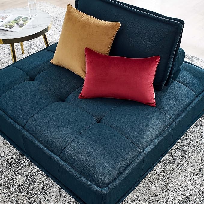 Modway Saunter Tufted Fabric Armless Chair, Azure