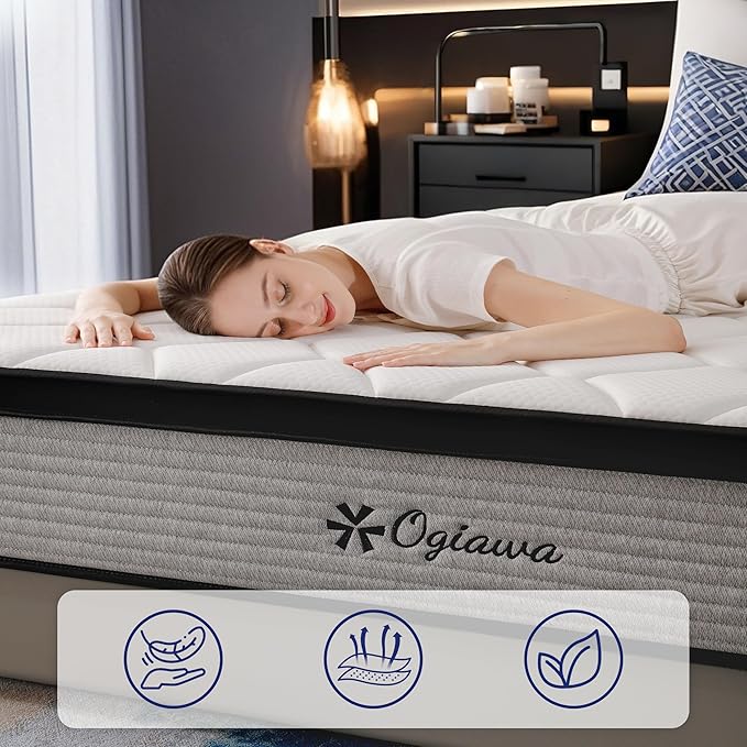 Queen Size Mattress, 12 Inch Queen Hybrid Mattresses in a Box with Memory Foam, Medium Firm Individual Pocket Spring for Edge Support, Fiberglass Free Bed Mattres, Breathable, CertiPUR-US.