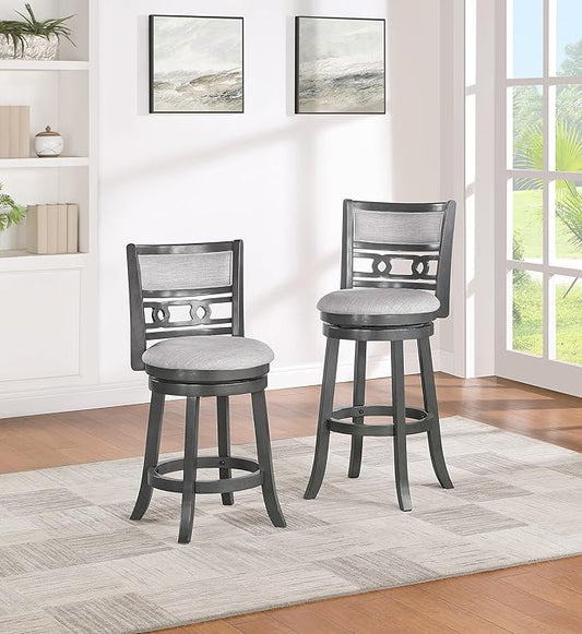 New Classic Home Furnishings Gia 24" Swivel Counter Stool-Gray W/Gray Fabric Seat