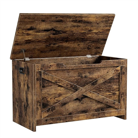 GarveeHome 30 in Storage Chest, Wooden Storage Bench with Safety Hinge, Easy Assembly, Large Shoe Bench for Entryway, Living Room, Bedroom