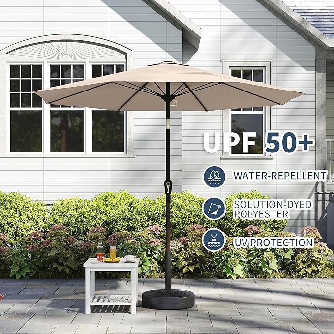 PatioKingdom 11FT Patio Umbrella,Outdoor Umbrella with Push Button Tilt and Crank,Market Table Umbrella with 8 Sturdy Fiberglass Ribs UV Protection