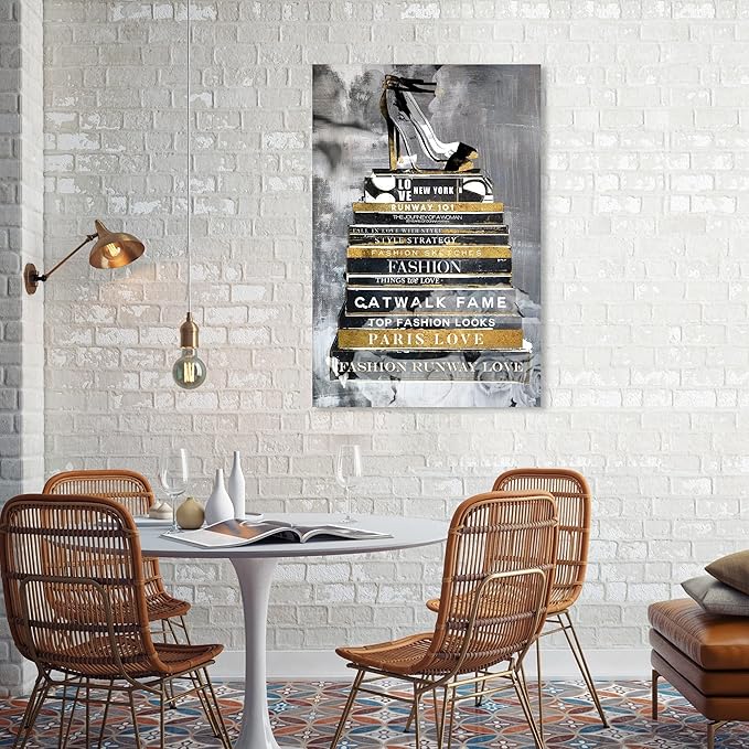 The Oliver Gal Artist Co. Fashion and Glam Wall Art Canvas Prints 'Fashion Thoughts Noir Classic' Shoes