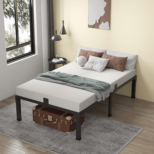 MAF 14 Inch Metal Platform Twin Bed Frames, Heavy Duty Black Bed Frame with Steel Slats Support, No Box Spring Needed, Noise Free, Non-Slip, Easy Assembly