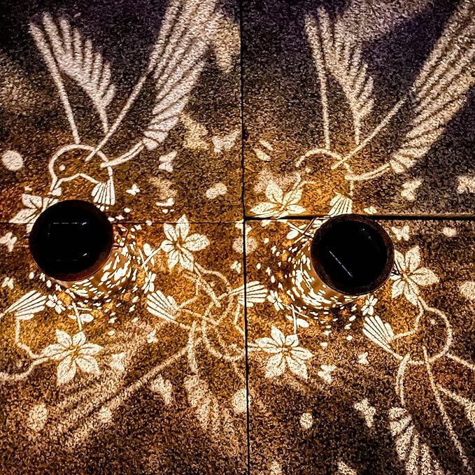 Mothers Day Gifts, 2 Pack Solar Lanterns Outdoor Waterproof Hummingbirds Birthday Gifts for Women Mom Grandma Garden Decor Hanging LED Decorative Light for Patio Yard Lawn Gardening Gifts