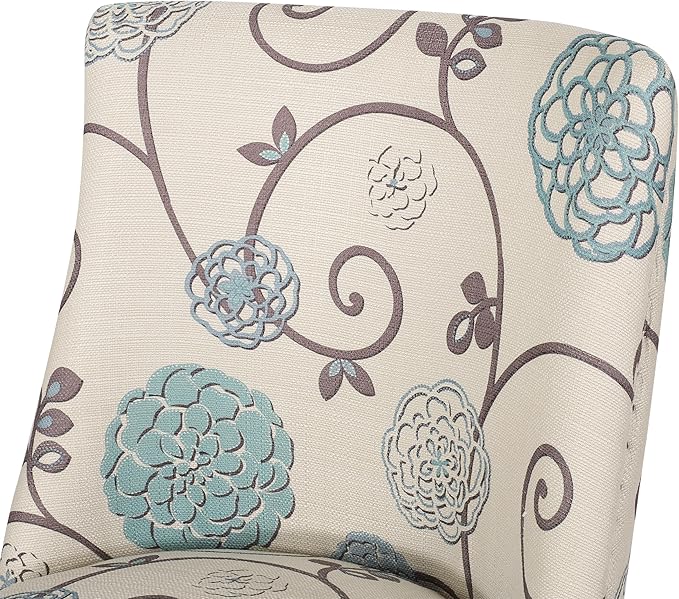 Christopher Knight Home Frances Dining Chair, 19.75 "W x 24.75 "D x 35 "H, Beige and Blue Floral + Natural Brown, Set of 2