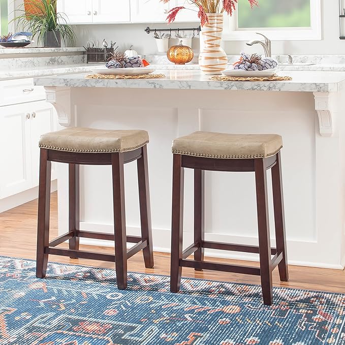 Linon Backless Counter Stool, Brown