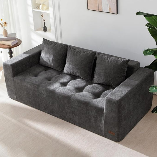 MAXYOYO Modular Sofa Couch, 75" Oversized Loveseat Boneless Cloud Couch with Deep Seat, Chenille Upholstered Living Room Sleeper Sofa Chair for Living Room, No Assembly Required, Dark Grey