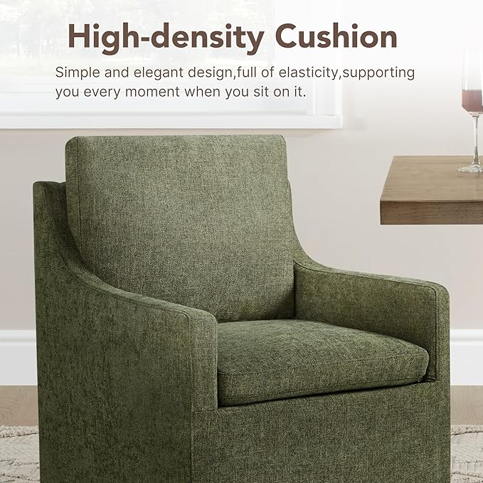 Upholstered Dining Chairs Set of 4, Modern Dining Room Chairs with Casters & Washable Cover, Rolling Accent Chair with Hidden Storage for Kitchen, Farmhouse, Living Room, Green, 4 Box