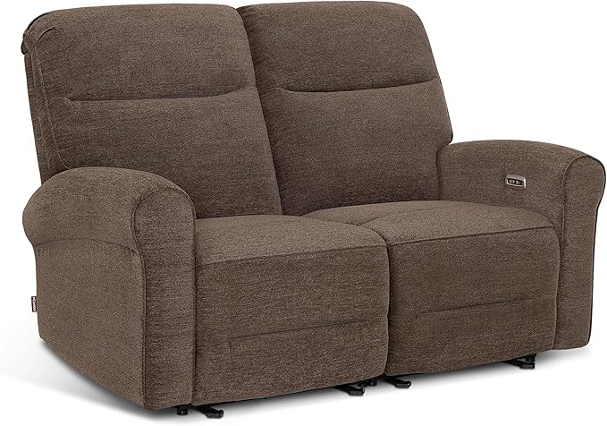 MCombo 64.6" Wall Hugger Power Loveseat Recliner Sofa with USB Ports, Reclining Loveseat for Small Spaces Living Room RV, Fabric PR635M1 (Dark Brown)