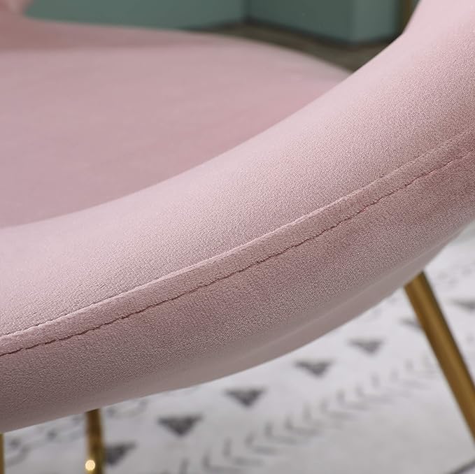 Roundhill Furniture Slatina Silky Velvet Upholstered Accent Chair with Gold Tone Finished Base, Pink