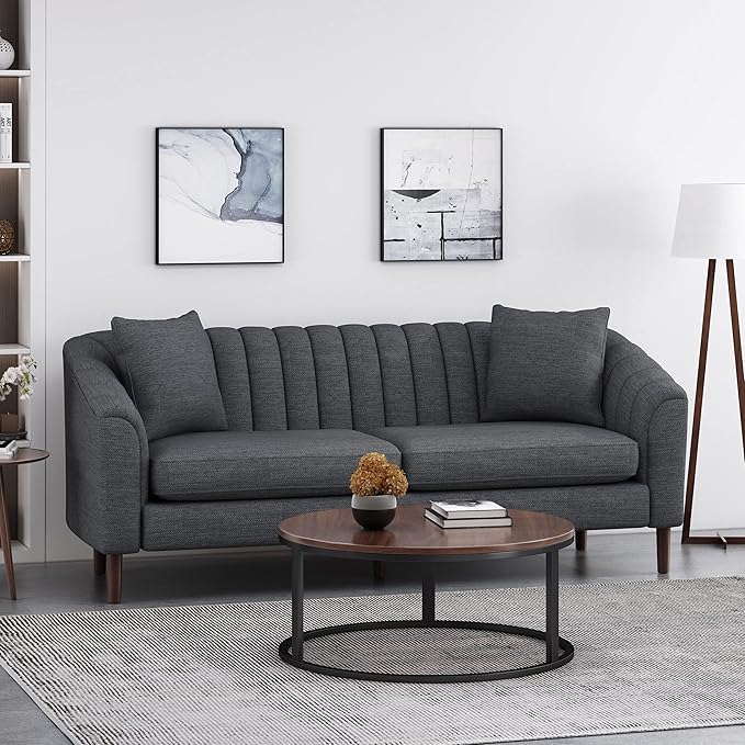 Christopher Knight Home Ansonia Sofas, Charcoal + Dark Walnut