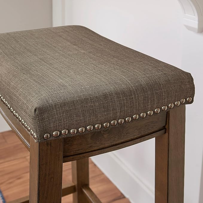 Linon Home Décor Kingston Rustic Backless Bar Stool,