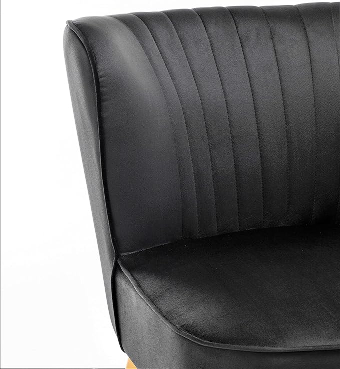 Modern Velvet Accent Chair for Living Room, Bedroom, or Entryway, Stylish and Comfortable Armless Design with Metal Legs, Black